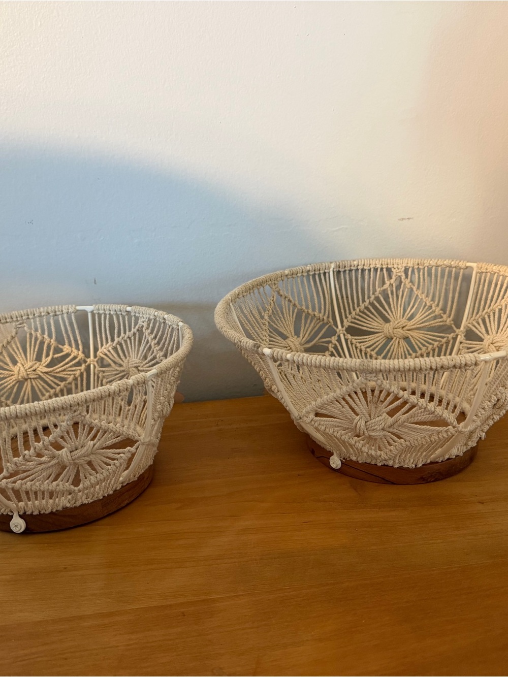 Handwoven Cream Macramé Decorative Bowl - Home Accents